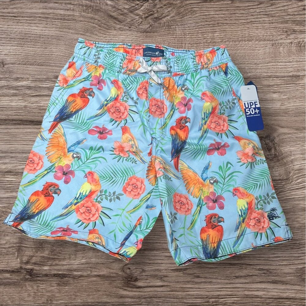 Caribbean Joe Mens UPF 50+ Floral & Parrot Swim Shorts S